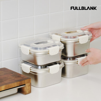 [풀블랭크] 멀티 킵 스텐밀폐용기 2종세트(1800ml + 2300ml) SK-11F