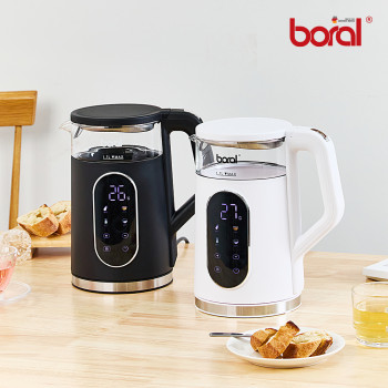 보랄 BIG LCD 디지털 이중 글래스 전기주전자 1.7L BR-602D / 화이트 / 블랙