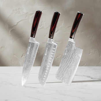 풀블랭크 프리미엄 다마스커스 스타일 셰프나이프 3종세트
