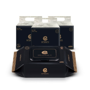 앙블랑 아기 물티슈 78평량 세이프 블랙 캡형 70매 4개입x3 12팩