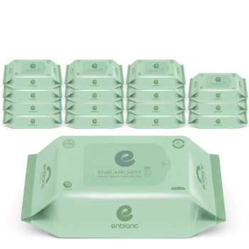 앙블랑 아기 물티슈 58평량 세이프 민트 휴대 리필 20매 8개입 x8 64팩