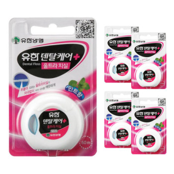 유한덴탈케어 플러스 울트라 치실 민트향 50m X 5개