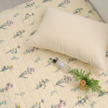 심플 와일드플라워 패턴  천연 순면 100% 미끄럼방지 침대패드 SS/Q