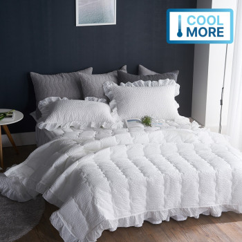 [여름침구대전]화사한 레이스 피부에 달라붙지 않은 퓨어리플 & 아사 여름 이불+베개커버+패드 침구세트