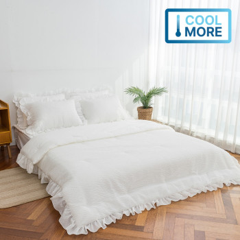 [여름침구대전]크리미 뱀부 시어서커 & 아사면 양면 여름 이불+베개커버+패드 침구세트