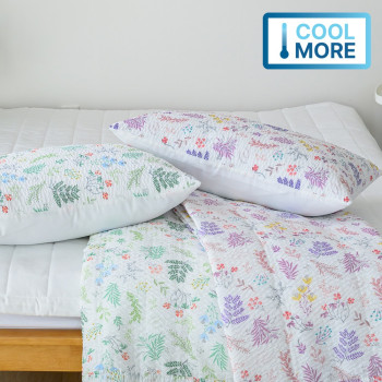 [여름침구대전]플라워 패턴 델마 리플 시어서커 & 듀라론 양면 여름 이불+베개커버+패드 침구세트