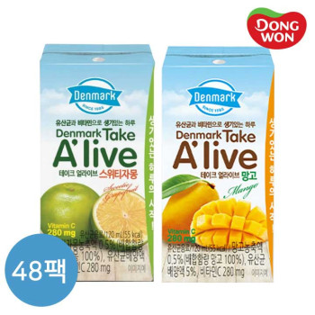 [동원] 덴마크 테이크 얼라이브 스위티자몽 120ml x 24개 + 망고 120ml x 24개