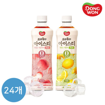 [동원] 보성홍차 아이스티 제로 500ml  복숭아 12입 + 레몬 12입