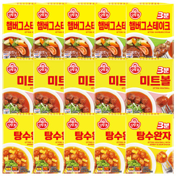 오뚜기 3분 햄버그스테이크 140g 5개+미트볼 150g 5개+탕수완자 150g 5개