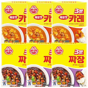 오뚜기 3분카레 매운맛 3개+오뚜기 3분짜장 3개