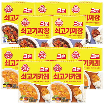 오뚜기 3분 쇠고기짜장 5개+쇠고기카레 5개