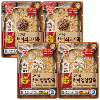 오뚜기 오즈키친 고단백 현미쇠고기죽 2개+현미영양닭죽 2개