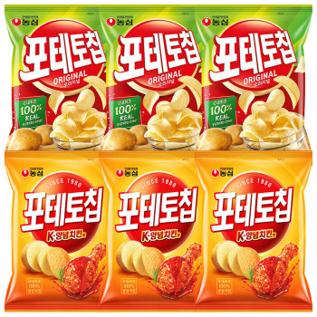 농심 포테토칩 K-양념치킨맛 3개+오리지널 3개