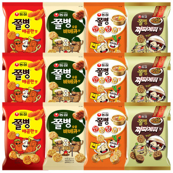 쫄병스낵 매콤한맛 3개+숯불바베큐맛 3개+안성탕면맛 3개+짜파게티맛 3개