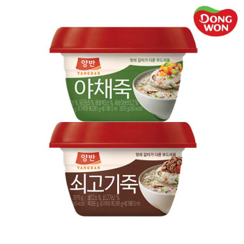 [동원] 양반 쇠고기죽 287.5g 6개 + 야채죽 287.5g 6개