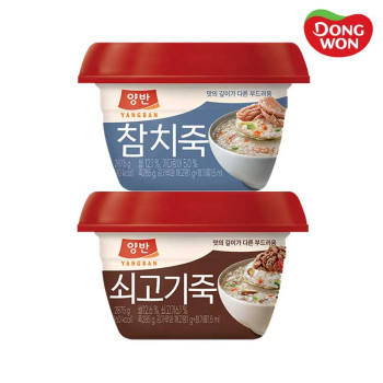 [동원] 양반 쇠고기죽 287.5g 6개 + 참치죽 287.5g 6개