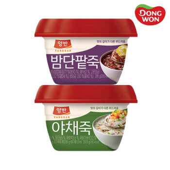 [동원] 양반 야채죽 287.5g 6개 + 밤단팥죽 287.5g 6개