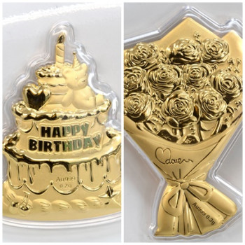 24K 순금 생일케익 꽃다발 (0.2g/0.3g) 저중량 초경량 행운 가득 미니 선물 - 생일, 기념일 강추