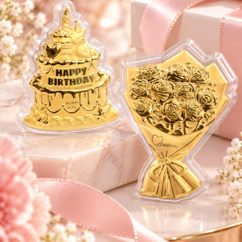 24K 순금 생일케익 꽃다발 (0.2g/0.3g) 저중량 초경량 행운 가득 미니 선물 - 생일, 기념일 강추