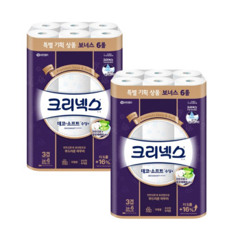 [크리넥스] 3겹 데코&소프트 수딩플러스 25m 30롤 2팩
