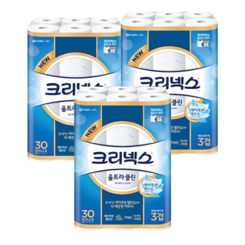 [크리넥스] 3겹 울트라클린 25m30롤 x 3팩