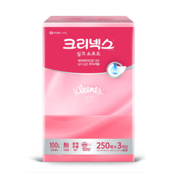 [크리넥스] 실크소프트 미용티슈 250매 3입 (1팩,2팩,6팩 선택 구성)