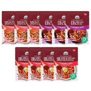[동원] 하루미 매콤달콤 떡볶이양념 130g 4봉 + 마라 떡볶이양념 130g 3봉 + 불닭로제맛 떡볶이양념 130g 3봉