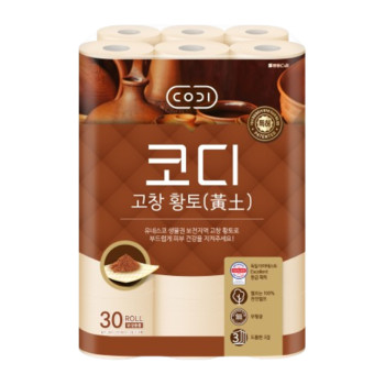 [코디] 고창 황토 화장지 30m 30롤 (1팩,2팩,3팩 선택 구성)