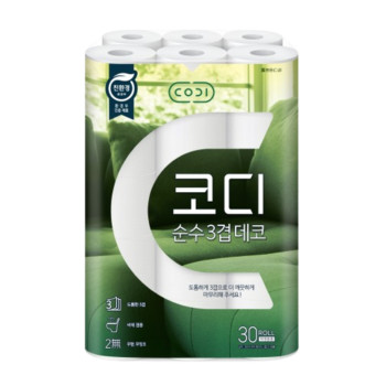 [코디] 순수 3겹 데코 화장지 30m 30롤 (1팩,2팩,3팩 선택 구성)