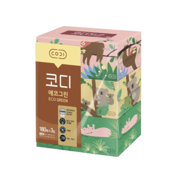 [코디] 에코그린 미용티슈 180매 3입 (1팩,2팩,4팩,8팩 선택 구성)