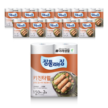 [잘풀리는집] 키친티슈 150매*2입 X 8개
