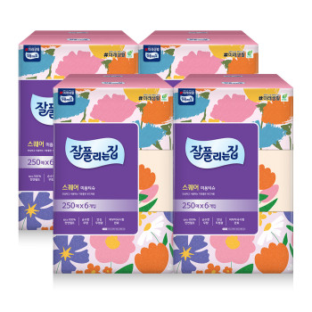 [잘풀리는집] 미용티슈 스퀘어 250매*6입 X 4개