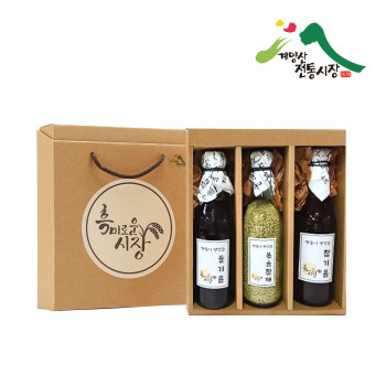 [계양산][선물용][무료배송] 고소미 꾸러미 (참기름 320ml + 들기름 320ml + 볶음참깨 320ml)