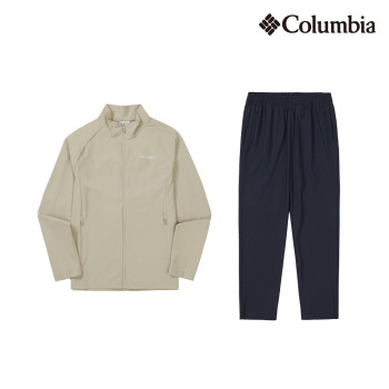 [컬럼비아] 우븐 스판 트레이닝 셋업 / 베이지+네이비