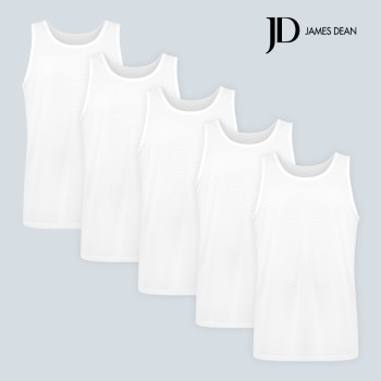 제임스딘 남성 쿨 메쉬 민소매 런닝 화이트 5매 세트 쿨소재 흡한속건 쿨런닝 제임스딘
