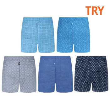 TRY 남자 순면 쿨패턴 트렁크 5종 세트 쿨 사각팬티 박서 트라이