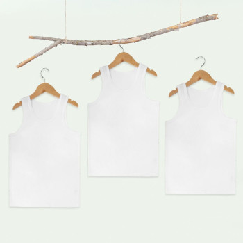 제임스딘 주니어 스판 화이트 런닝 3매 주니어 신축성 학생 런닝 제임스딘