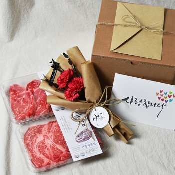 [오마카세] 투뿔 무항생제 한우 꽃 등심 선물세트 3호 500g