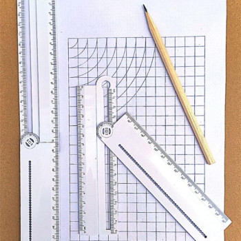 다기능 30cm 자 각도기 콤파스 학생 사무용 기능자 직각자 눈금자 플라스틱자cm자