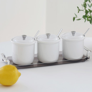 [벨리벤] 모던화이트 도자기 양념통 3P