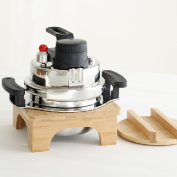 [헤이메르] 통3중 누룽지 압력솥 1.2L + 나무받침대 세트