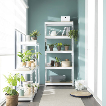 [스피드렉 철제 선반] 조립식 앵글 베란다 창고 수납선반 진열대 (600*400*1800 5단) 블랙 / 화이트