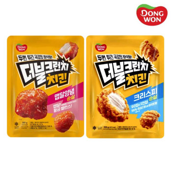 [동원] 더블크런치 크리스피 순살치킨 350g 2개 + 맵달양념 순살치킨 380g 1개