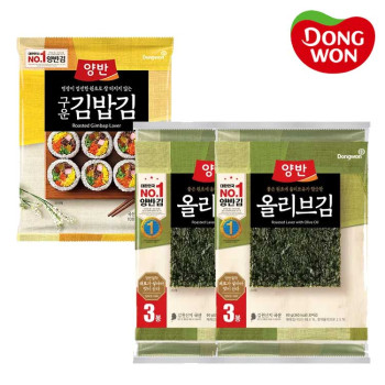 [동원] 올리브김 (5매) 6봉 (3*2) + 구운김밥김 22g (10매) 1봉