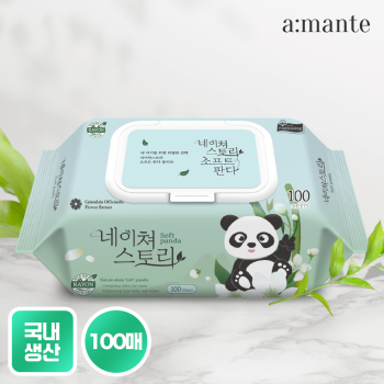 네이쳐스토리 판다 대용량 아기물티슈 엠보싱 캡형 100매 10개/20팩
