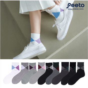 [피토] 아가일 패턴 양말 5족 (컬러랜덤) DB-003 국내제조