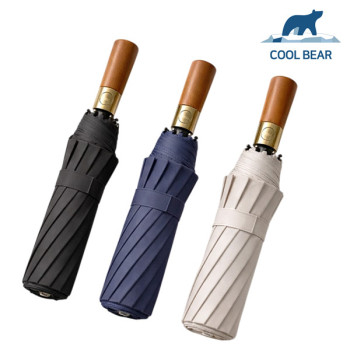 [쿨베어] 국내KC인증 프리미엄 우드 손잡이 UV 3단 완전 자동 우양산