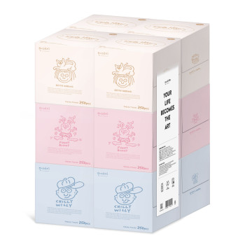 한예지 키스해링 파스텔 미용티슈 230매 12입 (1팩)