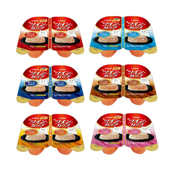 이나바 트윈컵 70g 4종 세트 (참치/닭가슴살/가다랑어/관자/치어) 고양이 일반식 간식