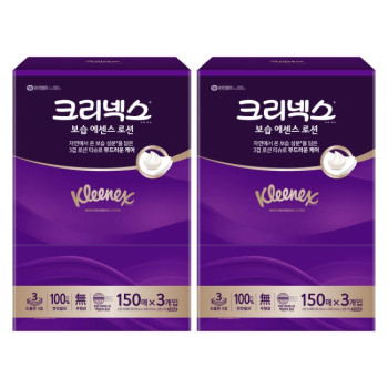 [크리넥스] 보습 에센스 로션  3겹 각티슈 150매 3개입 3세트
